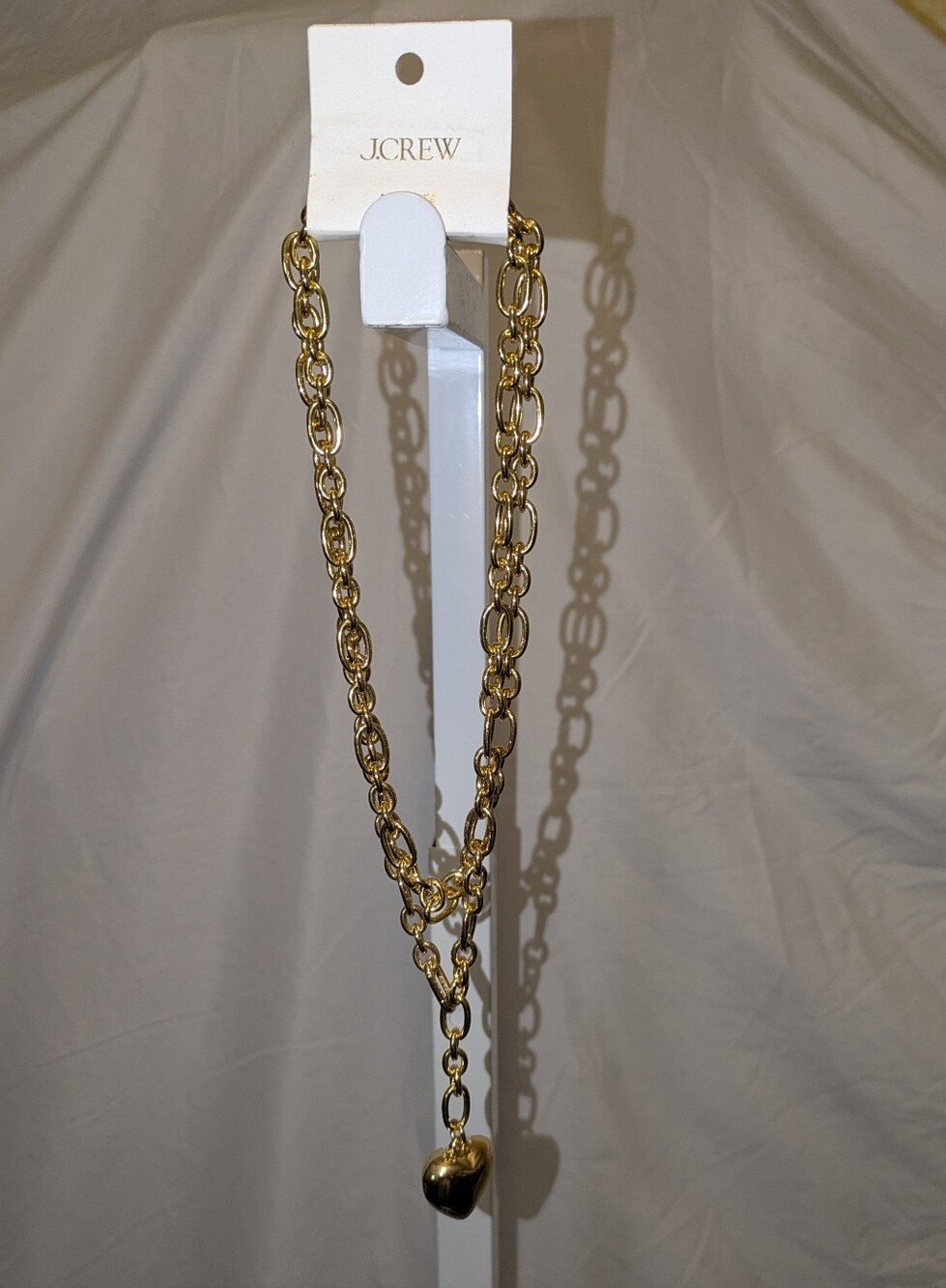 NWT J.Crew Gold Chunky Link Heart Lariat Necklace